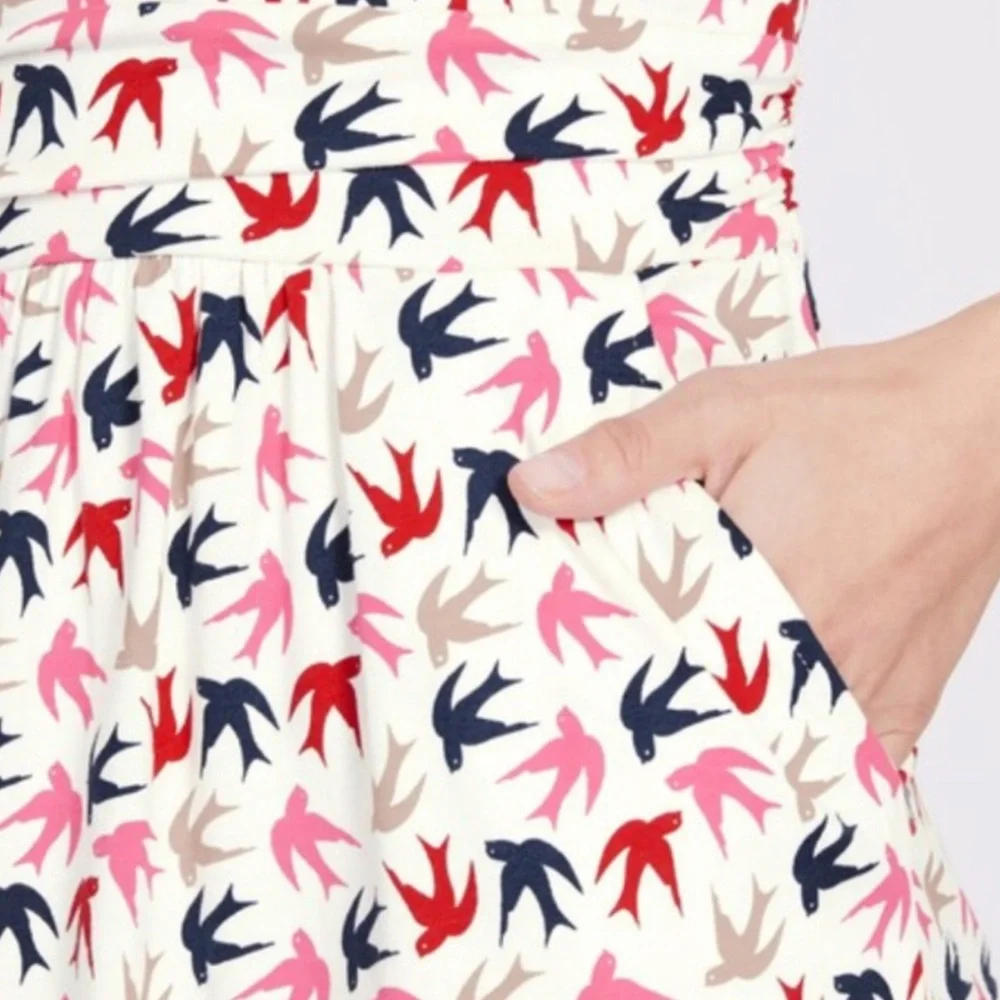 Boden bird print dress Sz 6 P_7